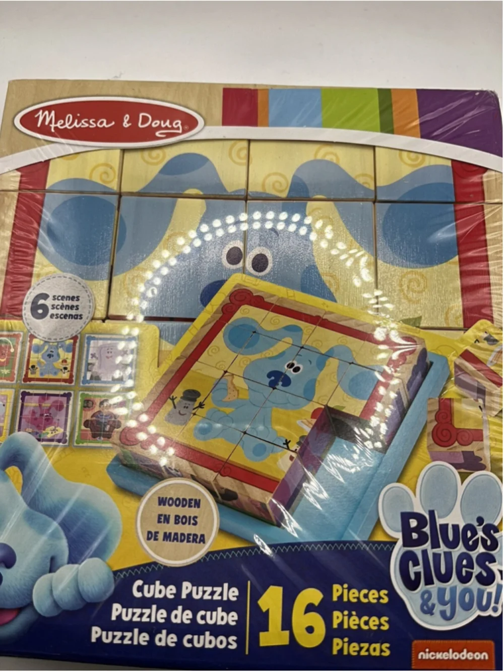 Melissa & Doug Blue's Clues & You Wooden Cube Puzzle 6-in-1 Tray NEW
